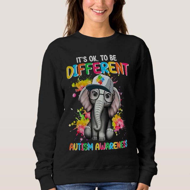 Camiseta Autism Awareness Elephant Flower Its Ok To Be Diff (Frente)