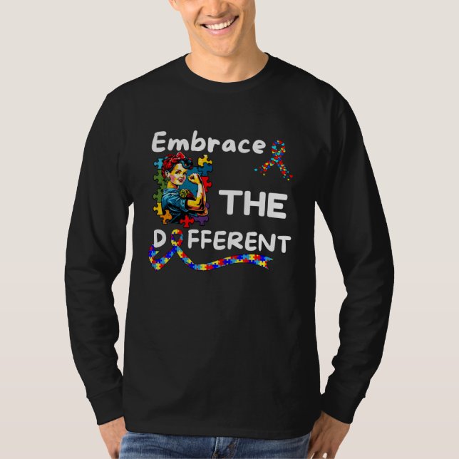 Camiseta Autism Awareness Embrace Different Unmasking Autis (Frente)