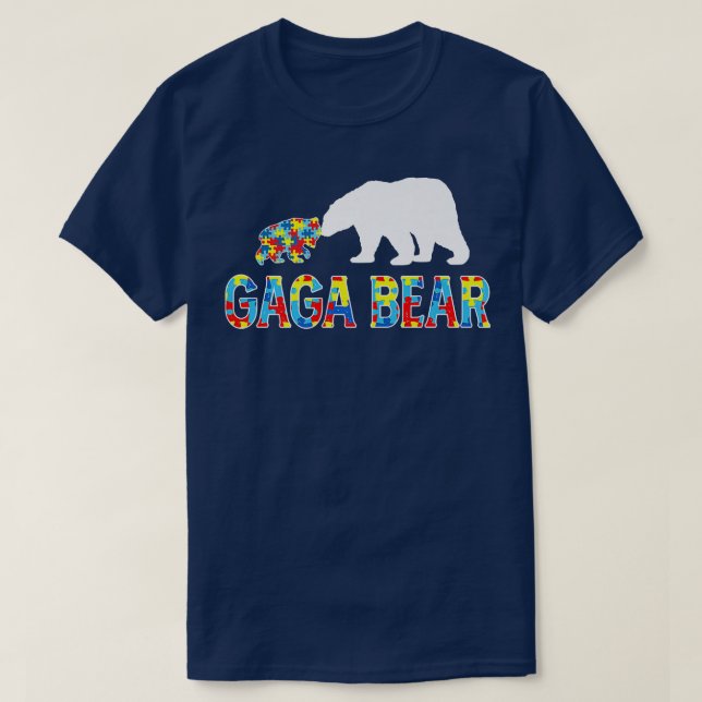Camiseta Autism Awareness Gaga Bear Support Autistic Premiu (Frente do Design)