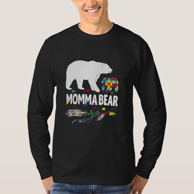 Camiseta Autism Awareness Gift Momma Bear Support Autistic  (Frente)
