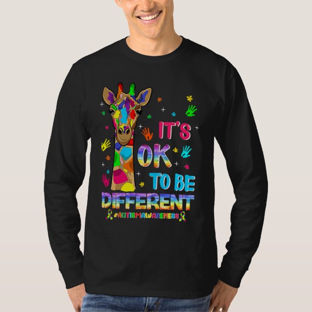 Camiseta Autism Awareness Giraffe Flower Its Ok To Be Diffe (Frente)