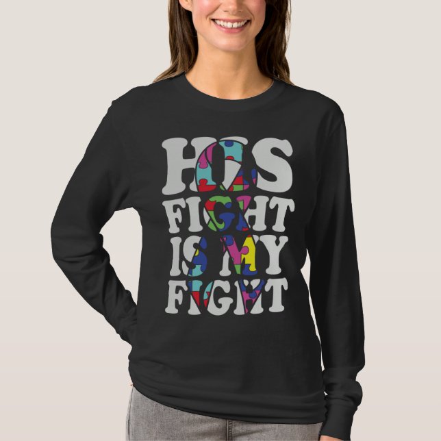 Camiseta Autism Awareness His Fight Is My Fight Support Aut (Frente)