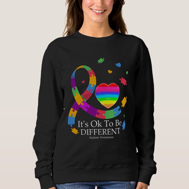 Camiseta Autism Awareness It s Ok To Be Different Ribbon Pu (Frente)