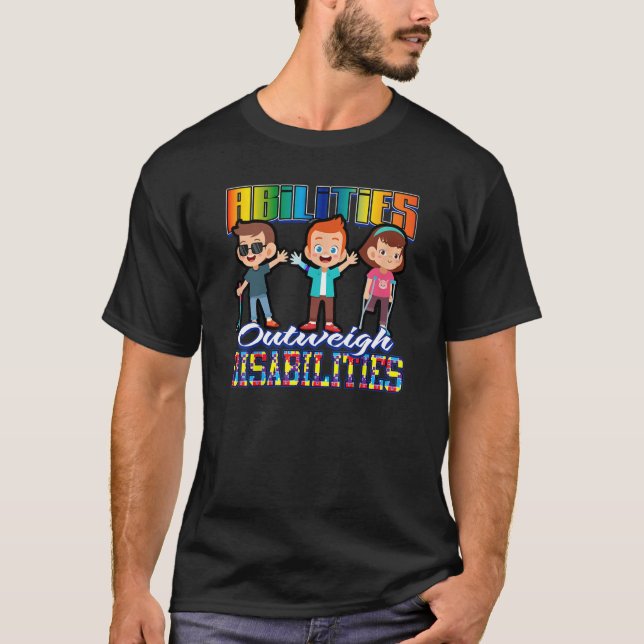 Camiseta Autism Awareness Kids Abilities Outweigh Disabilit (Frente)