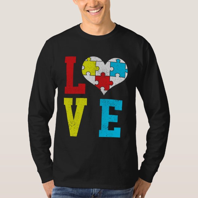 Camiseta Autism Awareness LOVE Autistic Pride Asperger Prou (Frente)