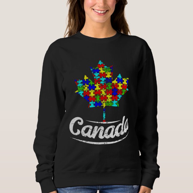 Camiseta Autism Awareness Month Canada Leaf Autism Support (Frente)