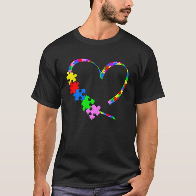 Camiseta Autism Awareness Month Love Heart Puzzle Support A (Frente)