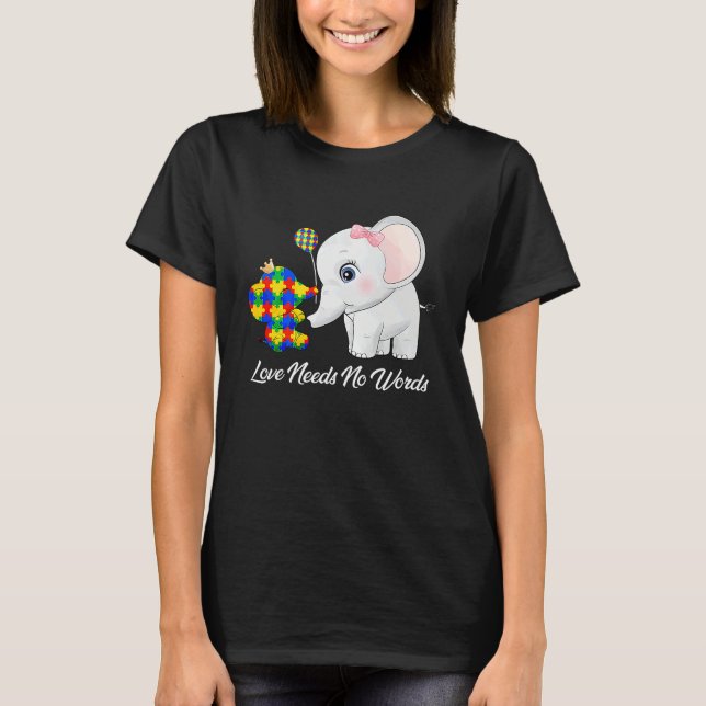 Camiseta Autism Awareness Month Mama Papa Elephant Love Nee (Frente)