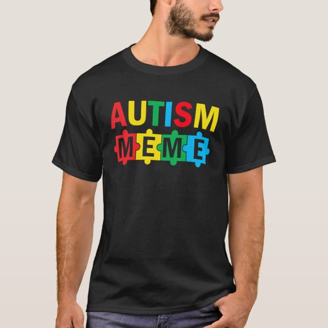 Camiseta Autism Awareness Puzzle Ribbon Proud Autism Meme (Frente)