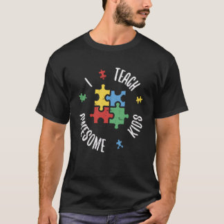 Camiseta Autism Awareness Teacher Shirt Teach Awesome Kids 
