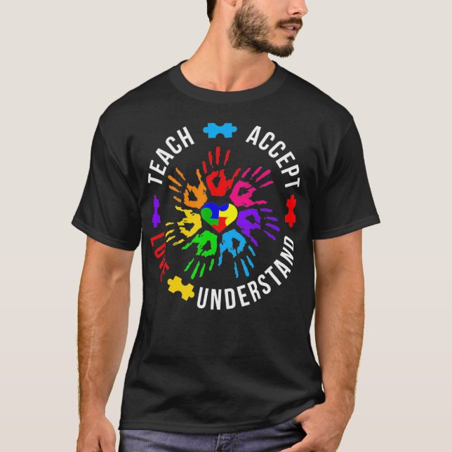 Camiseta Autism Awareness Teacher  Teach Accept Understand  (Frente)