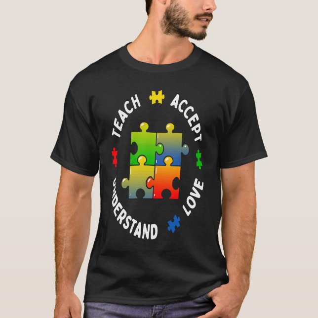Camiseta Autism Awareness Teacher Teach Accept Understand L (Frente)