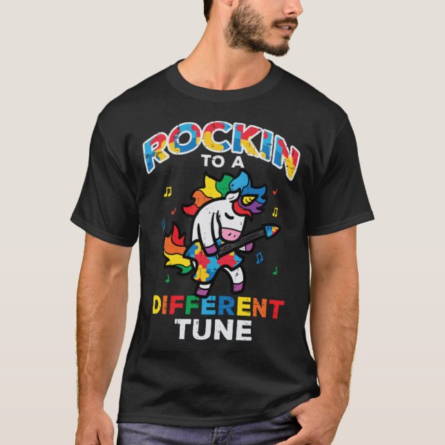 Camiseta Autism Awareness Unicorn Rockin Different Tune Tod (Frente)