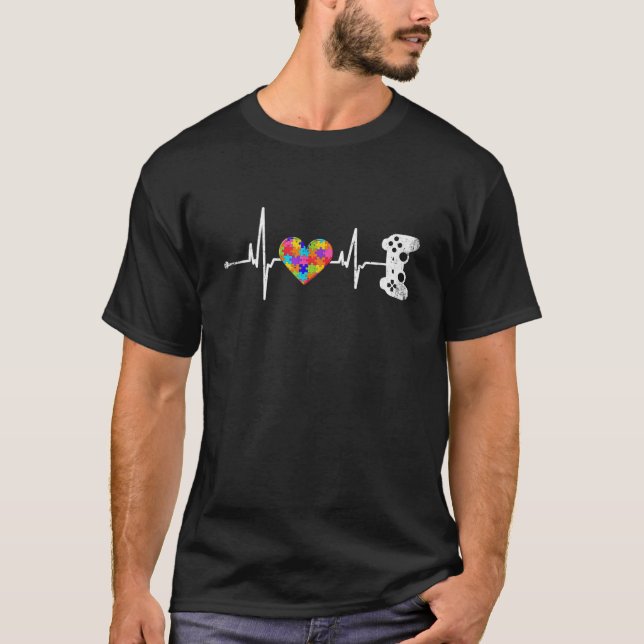 Camiseta Autism Awareness Video Game Controller Puzzle Piec (Frente)