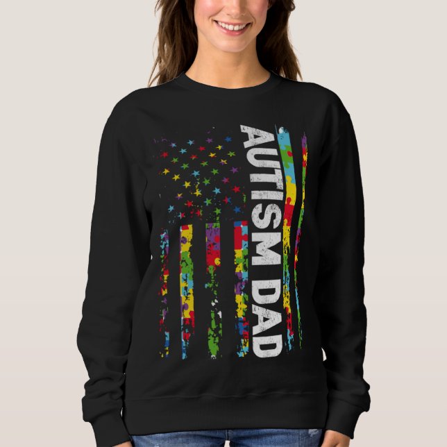 Camiseta Autism Dad Awareness American Flag USA Support Aut (Frente)