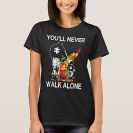 Camiseta Autism Dad Support Alone Puzzle You'll Never Walk