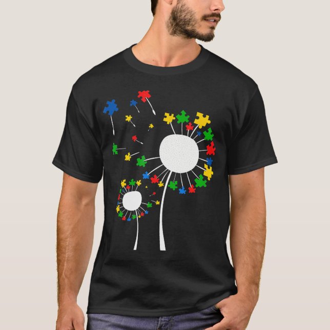 Camiseta Autism-Dandelion Flower Quebra-cabeça Piece Autism (Frente)