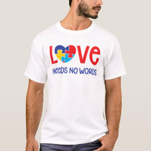 Camiseta Autism Day Classic Design Love No Words Novelty Sl