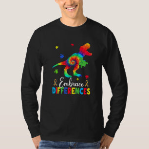 Camiseta Autism Dinossaur Quebra-cabeça Piece Embrace Difer