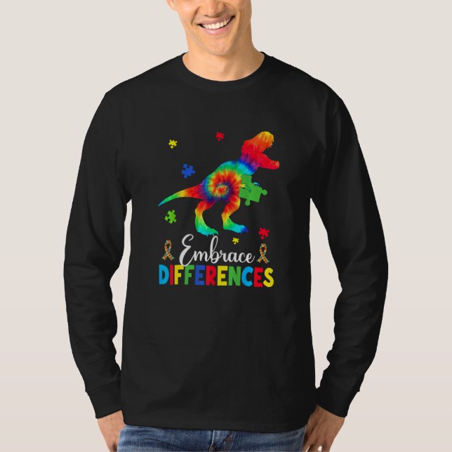 Camiseta Autism Dinossaur Quebra-cabeça Piece Embrace Difer (Frente)