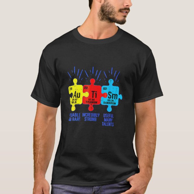 Camiseta Autism Elements Peri Odic Ta Ble Awareness A SD Me (Frente)