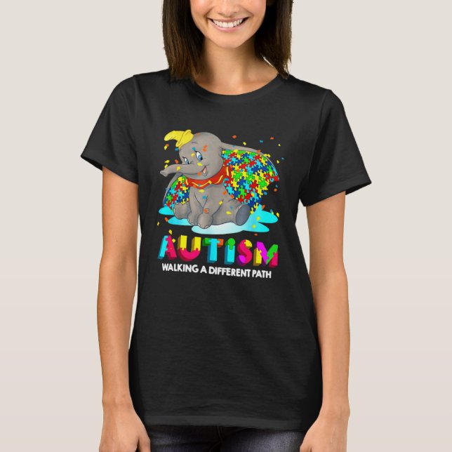 Camiseta Autism Elephant Dumbo Walking A Different Path Aut (Frente)