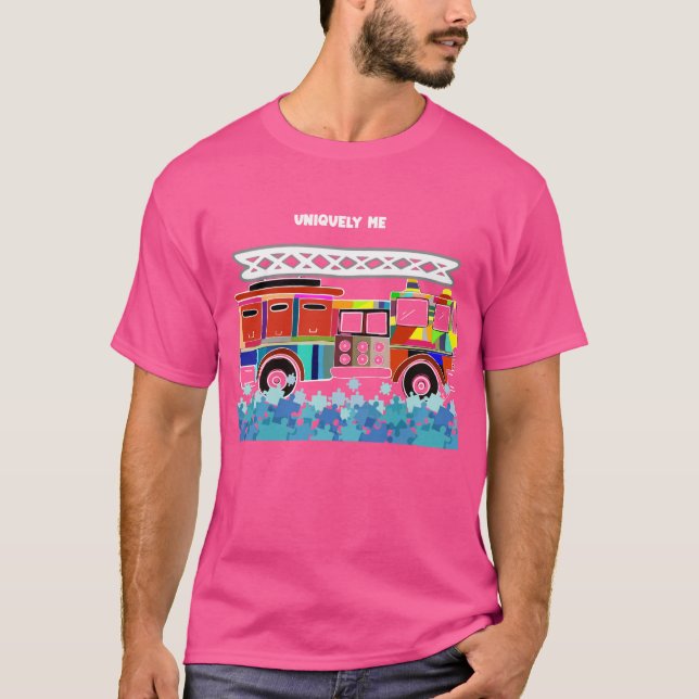 Camiseta Autism Firecaminhão quebra-cabeça (Frente)
