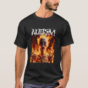 Camiseta Autism Funny Cringe Duro Esqueleto Memória Chamas