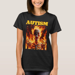 Camiseta Autism Funny Cringe Duro Skeleton Memória Chamas