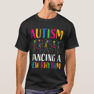 Camiseta Autism Funny Skeleton Dançando Novo Ritmo Autismo