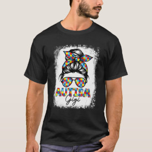 Camiseta Autism Gigi Life Messy Bun Bleached Dia de as mães