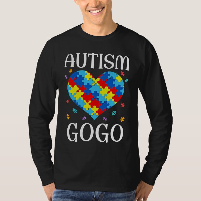Camiseta Autism Gogo Matching Family Heart Autism Awareness (Frente)