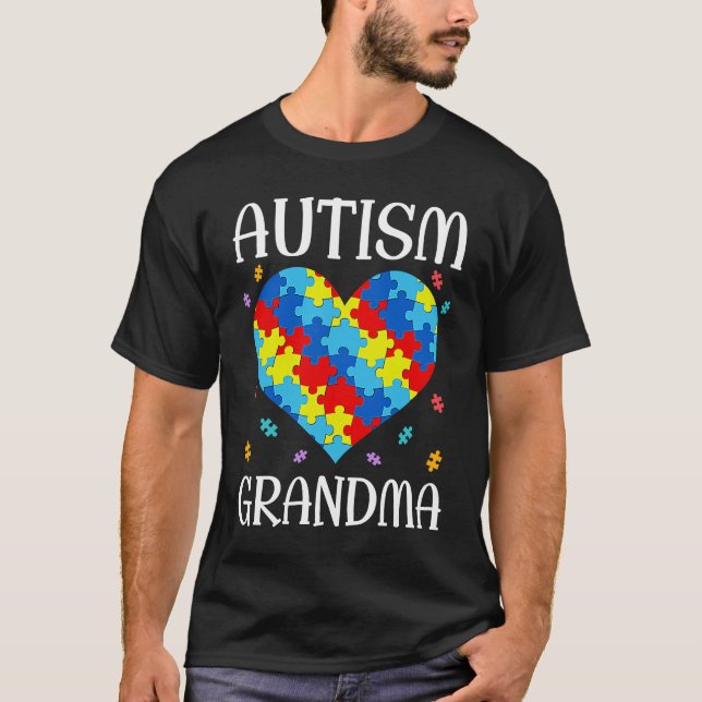 Camiseta Autism Grandma Matching Family Heart Autism Awaren (Frente)