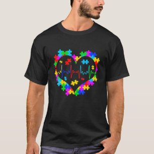 Camiseta Autism Heartbeat Enfermeira Doutor Amor Suporte Ac