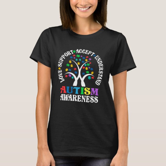 Camiseta Autism Love Accept Support Autism Awareness Month  (Frente)