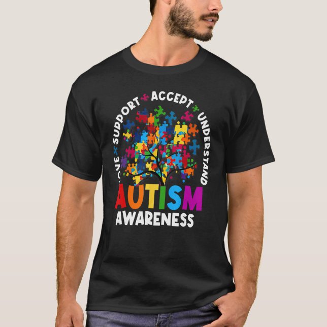 Camiseta Autism  Love Accept Support Autistic Autism Awaren (Frente)