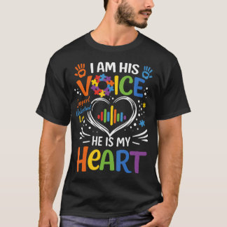 Camiseta Autism Mom I Am His Voice He Is My Heart Puzzle