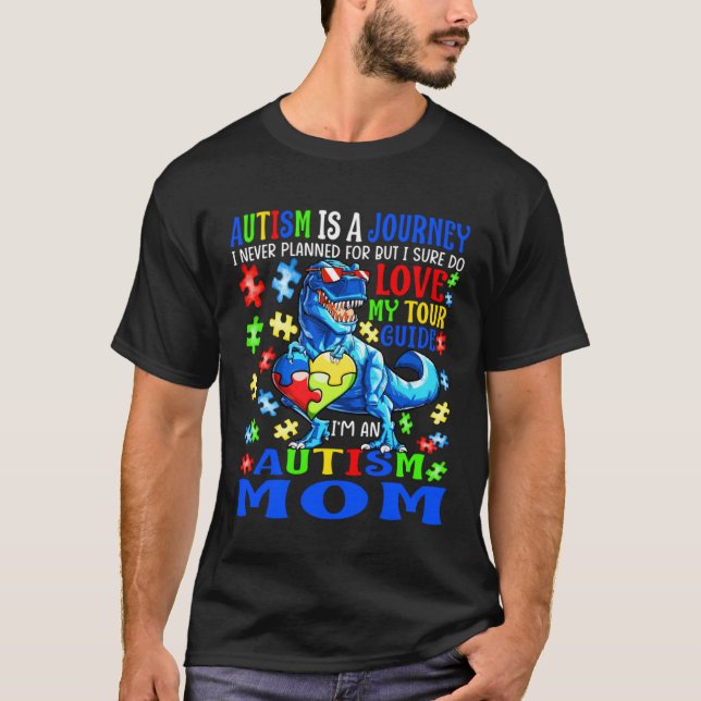 Camiseta Autism Mom Journey Quote Autism Awareness Dinosaur (Frente)