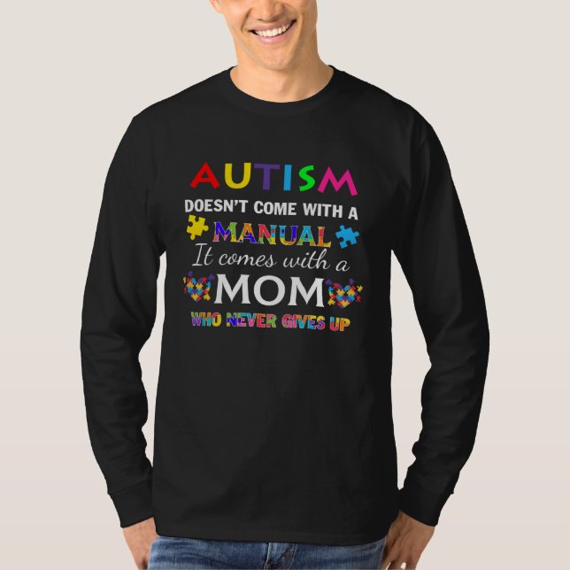 Camiseta Autism Mom Never Gives Up Love Autistic Kids Puzzl (Frente)