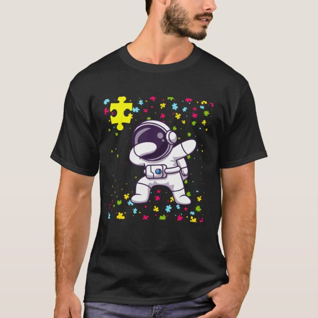 Camiseta Autism Mom Teacher Youth Dabbing Astronaut Autism  (Frente)