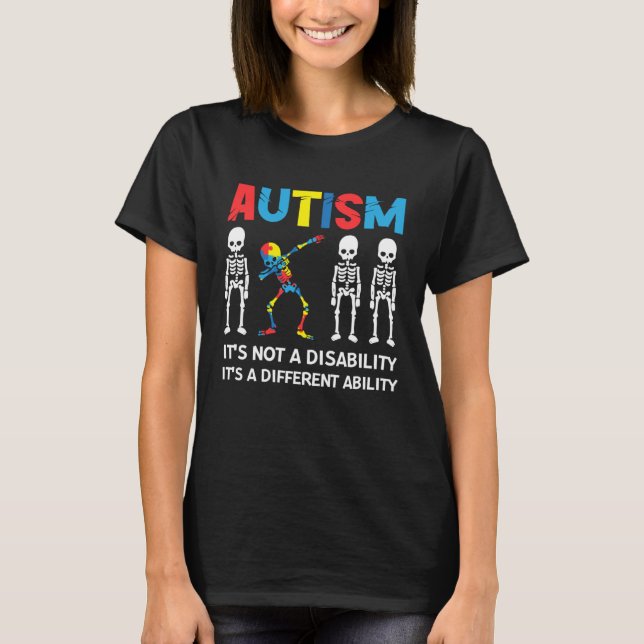 Camiseta Autism Month It s A Different Ability  Dabbing Ske (Frente)