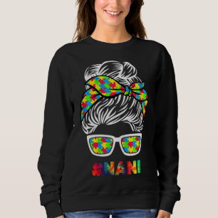 Camiseta Autism Nani Messy Bun Sunglass Bandana Mãe Da