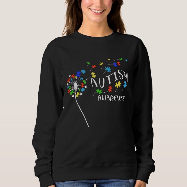 Camiseta Autism Puzzle Piece Dandelion Autism Awareness Mon (Frente)