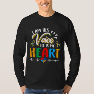 Camiseta Autism Puzzle Piece Heart I Am His Voice Women S A