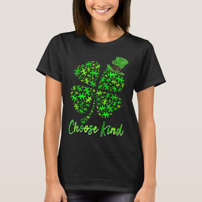 Camiseta Autism Puzzle Pieces St Patrick Day shirt is a gre (Frente)