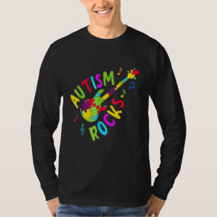 Camiseta Autism Rocks Autismo Sensibilização Guitar Quebra-
