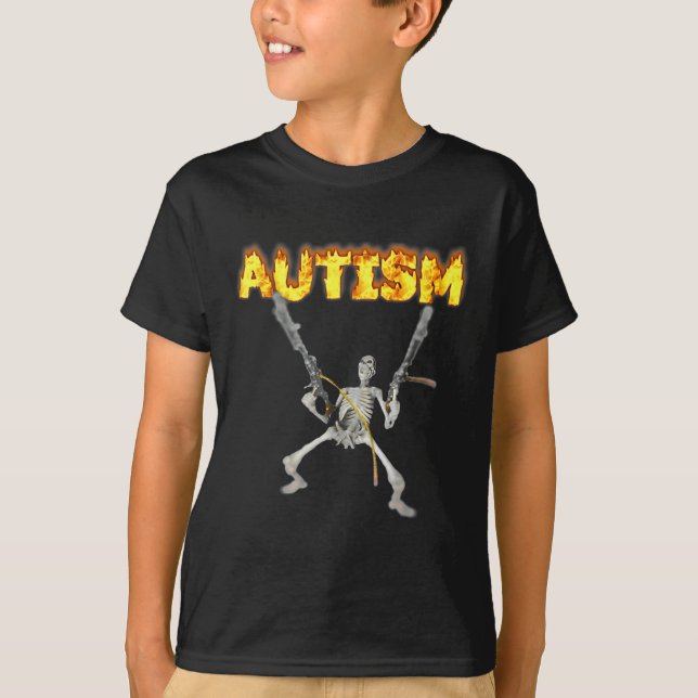Camiseta Autism Skeleton Meme (Frente)