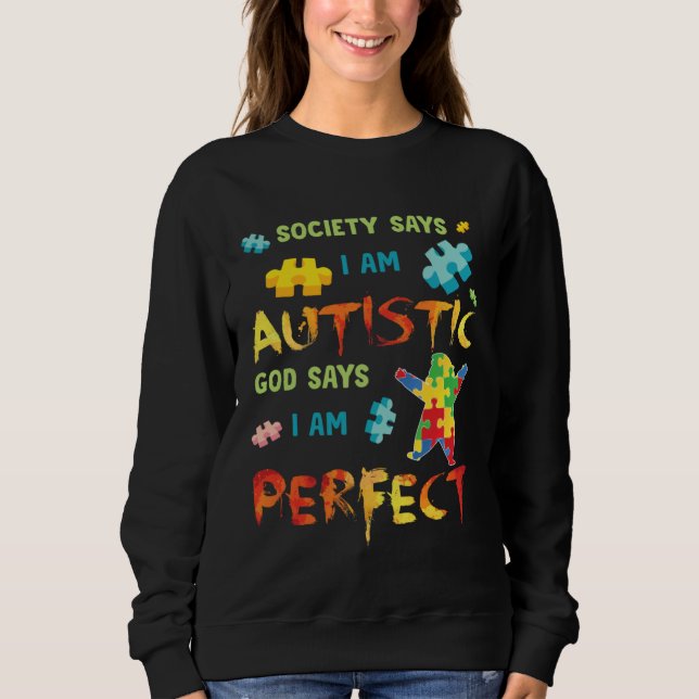 Camiseta Autism Society Says I am AUTISTIC God Says I am PE (Frente)