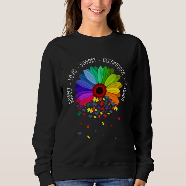 Camiseta Autism Sunflower Respect Love Support Autism Aware (Frente)