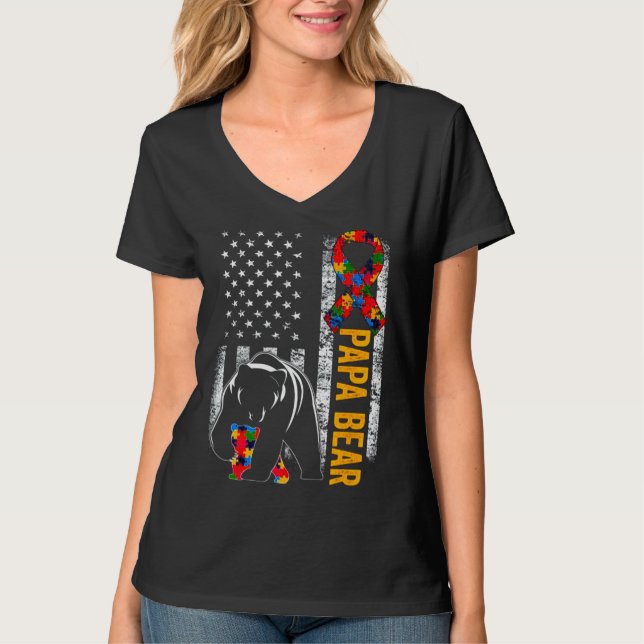 Camiseta Autism Ursa Papa Semblante Americana (Frente)
